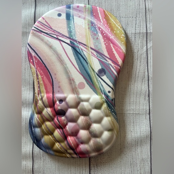 NWOT Gel Wrist Rest MousePad – Abstract Multicolor Watercolor Design – Ergonomic - Picture 1 of 6